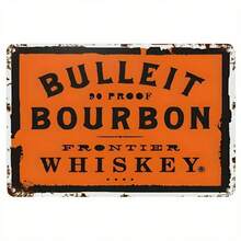 1 pieza Cartel de metal vintage de aluminio de Bulleit Bourbon de 7.9"X11.9" - Arte de pared de bourbon rústico con esquinas redondeadas seguras y agujeros perforados previamente para decoración de bar, pub, hogar, garaje - Regalo retro para amantes del whisky, decoración de cafetería | Diseño desgastado | Diseño ligero, decoración de bar - 12x8 pulgadas - Ver 1