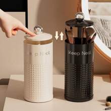 Adjustable Makeup Brush Holder Cup, Dustproof Vanity Table Top Press Makeup Brushes And Cosmetics Organizer