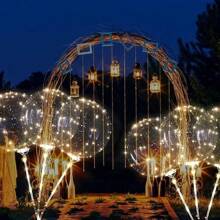 10 pièces Ballons LED transparents avec des bâtons, ballons à bulles lumineux, convient pour Noël, Nouvel An, anniversaire, décoration de mariage, mise en page des vacances, décoration de Noël, fonctionnement sur batterie (piles non incluses)