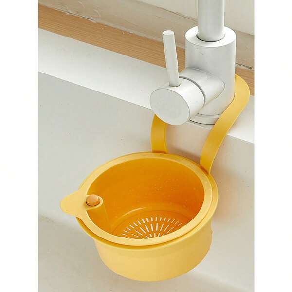 1 PC Kitchen Sink Draining Basket, Hanging Bag One-Button Opening And Closing Faucet Storage Basket Draining Basket, Sink Filter Hanging Basket Storage Basket