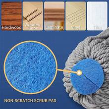 Trapeador Mágico Magic Mop autoexprimible acero inoxidable giratorio fácil exprimir trapeador plegable limpieza pisos seco húmedo casa trapeador multiusos sistema rotatorio resistente moderno - Gris - Ver 3