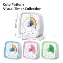 60 Minute Visual Timer With Night Light, Rainbow Disc With Protective Cover Drop Resistant Countdown Timer For Study, Office, Yoga Fitness, Etc. Silent Timer