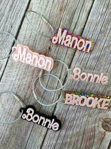 1pc Custom 3D Name Acrylic Keychain - Personalized English Letter Tag With Silver Coil, Unique Key Pendant Ornament Decoration Gift, Can Be Used For Backpack, Party, Mother's Day, Graduation, Birthday Gift - Perfect Gift For Women | Fashion Accessories | Pink Letters, Personalized Pendant