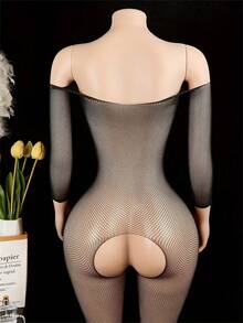 性感内衣连体袜热销单肩连体衣，情人节紧身衣 - 黑色 - 查看 3