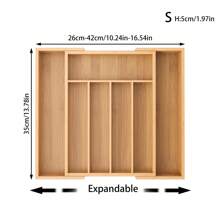 1 pieza Organizador de cajón de bambú expandible para cocina, bandeja de cubiertos de madera ajustable para utensilios de cocina, cubiertos, vajilla - Vuelta al Colegio