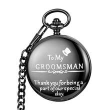 Vintage "To My Groomsmen" Engraved Pocket Watch, Alloy Round Quartz Wristwatch, Ideal Gift For Men - Black - View 6