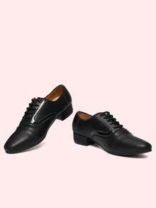 Scarpe eleganti da uomo con punta affusolata e allacciatura, Oxford Derby neri per occasioni formali - nero - Visualizzare 3