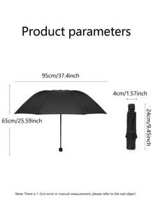 1pc Manual Folding Umbrella, 3-Fold Umbrella, High Density Impact Fabric, Solid Color Travel Umbrella, 8 Ribs, Suitable For Sunny And Rainy Days, Sunshade Umbrella, Anti-Wind And Light Rain, Water-Repellent, Rainy Season Waterproof, Simple Business Umbrella, Unisex, Single-Person Umbrella, Rainy Day Gift, Advertising Umbrella, Wedding Photo Umbrella, Compact And Lightweight, 3 Color Options (Black, Burgundy, Navy Blue)