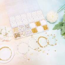 DIY Bracelet Jewelry Making Kits, White Polymer Clay Beads, Daisy Charms Beading Kit With Spacer Beads, White Glossy Plastic Pearls & Alphabet Beads For Making Bracelet Jewelry Accessories