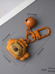 8pcs/Set Large Head Capybara Keychain With Bell, Suitable For Daily Decoration, Earphone & Bag Charm, Cartoon Cute ABS Plastic Car Accessories Backpack For School