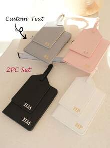 Personalized Leather Passport Holder & Personalized Luggage Tag, Bridesmaid Gift, Honeymoon Gift, Travel Set, Bride, Women Gift