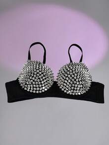 Apperloth A Gothic Studded Detail Cami Top - Bạc - Xem 3