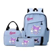 Sanrio Sanrio Kuromi 1pc/3cps Set Back To School Backpack Set,Summer Large Capacity Multi-Piece Backpack&Crossbody Bag&Clutches Laptop Compartment School Bag Simple Casual All-Purpose Backpack Purse Solid Color Nylon School Backpack With Adjustable Strap& Multi Pockets Bookbags Lightweight Portable Zipper Bag Pack Back To School School Supplies