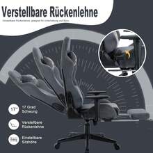 Office Chair, Gaming Chair, Breathable Office Chair Made Of High-Quality Fabric, Soft Fur, Ergonomic Computer Chair, Adjustable And Swivel Office Chair With Footrest - 灰色 - 查看 5