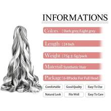 8 Packs French Curly Braiding Hair For Box Braids 24Inch Pre Stretched Loose Wavy  Bouncy Braiding Hair Extensions 75g/Pack Synthetic French Curl Crochet Hair Braids Extensions For Women Daily Holidays Party And Cosplay Braided Hair - Mix-grey - 查看 2