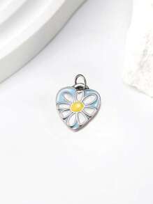 1 pièce Charm en argent 925 simple et unique en forme de tournesol, pendentif DIY. Bijou délicat, cadeau pour femmes ou hommes