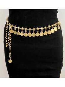 1個女性波西米亞流蘇腰鍊，復古金屬掛件海灘比基尼拉丁舞腰帶