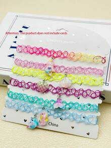 Set de 6 collares con colgantes lindos, collares elásticos, tema de verano de unicornio - A - Ver 15