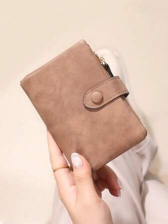 Nueva billetera de mujer de piel de PU, cartera corta de mujer con hebilla, pequeño monedero, tarjetero, gran capacidad, bolso portátil con correa para mujer, monedero, monedero pequeño