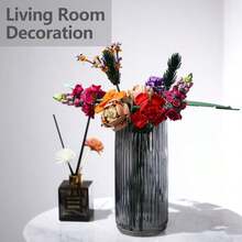 Hanaomaoyi Flower Vase 9.8 Inch Grey Thickened Glass Vase For  Flowers,Bookshelf,Dinner Table,Office Desktop,Meeting Room,Bathroom,Countertop,Home Christmas Day Decoration - 灰色的 - 查看 5