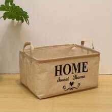 Imitation Linen Artistic Style Alphabet Printed Desktop Small Basket, Storage Box For Miscellaneous Items, Foldable Waterproof Coating,Back To School,School Supplies