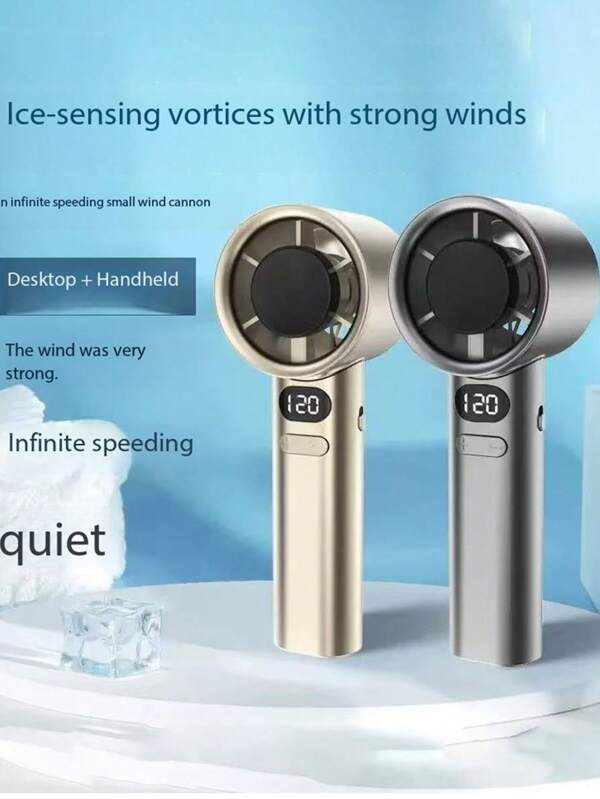 1pc Unisex Handheld Mini USB Turbo Fan, Rounded Body Design, Icy Cool Touch, High Capacity Battery, Fashionable Colors, 100 Speed Levels, Quiet Operation, 8m Air Throw, Suitable For Outdoor, Camping, Travel, Beach, Parties, Office, School, Daily Use