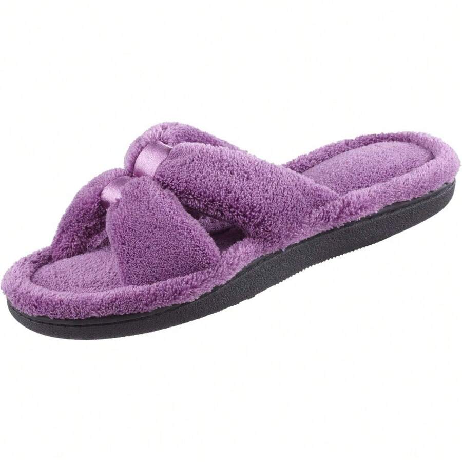 Entrega local - Pantufla X-Slide de firma para mujer, con ribete de satén y espuma de memoria - Ultravioleta - Ver 1
