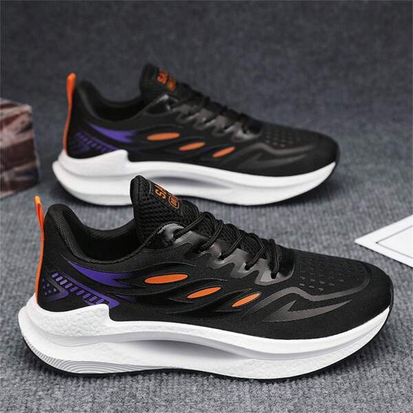 Men's Breathable Casual Running Shoes - Lightweight Low-Top Sneakers, Featuring Fabric Upper And Cushioned EVA Insole, White And Neon Green Accents, Suitable For Outdoor Activities, Gym, Daily Wear - Comfortable For All Seasons