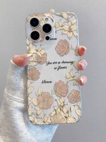 1pc Floral Print Transparent Soft TPU Phone Case, Anti-Fall Anti-Scratch Anti-Fingerprint, Camera Lens Protection, Compatible With Apple, Nothing, Pixel, INFINIX, Redmi
