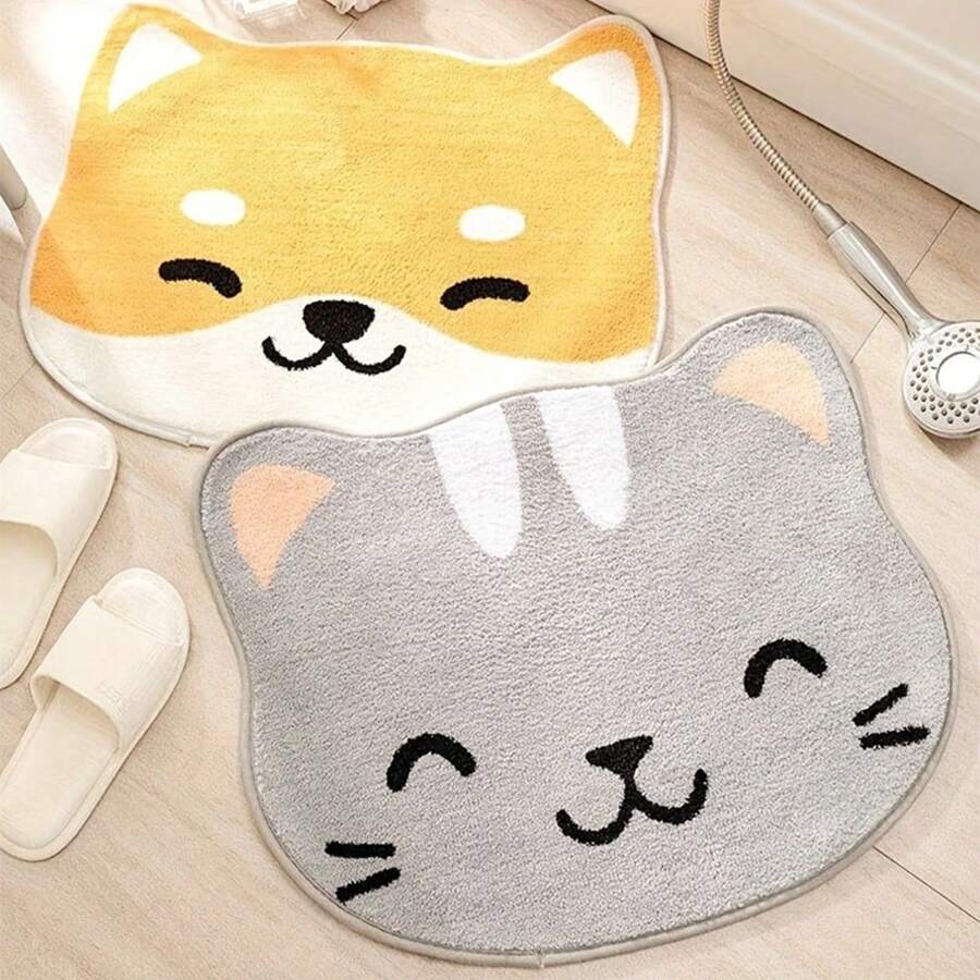 1 pièce Super mignon tapis de bain antidérapant motif chat dessin animé Huanhuan - antidérapant, absorbant, facile d'entretien, tapis de décoration pour la maison 50x60cm, parfait pour la décoration quotidienne, parfait pour Noël