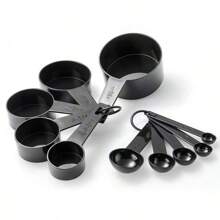 10 Stücke/Set Messbecher aus PP mit graduiertem Messbesteck-Set, Lebensmittel, Kaffeebecher Messbecher, Gewürz- und Mehlbesteck, Backzubehör Messlöffel, Küchenwaage und Messgeräte, Küchenausstattung, 10er Set schwarze Kunststoff Messbecher und Messlöffel, Kaffee Löffel, Gewürzlöffel mit Skala