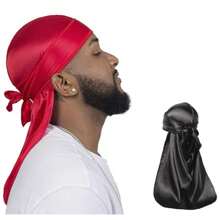 Men's & Women's Hair Care Kit - 2pcs 360 Degree Wave Brush - Silky Shine & Training, Curved Brush, Durag Cap Set, Durag Extra Long Tail