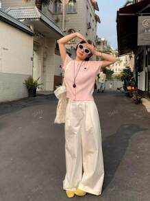 甜美可爱韩版心形针织开衫轻薄短袖女夏季