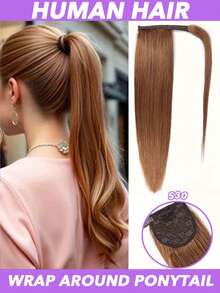 真人发马尾接发，直发，高光金色渐变，8"-24" 真正天然巴西雷米，女士可编织 DIY 马尾辫，增加发量和长度，适合所有种族的自然造型，马尾接发，多功能假发，多色[#12p613 #4/27 #3/30/33 #613 #30]