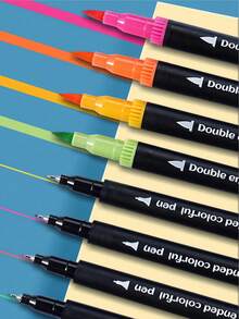 Set de 120 marcadores de punta doble - Marcadores con punta de pincel y fina - 120 colores para libros para colorear, tarjetas navideñas, dibujo, rotulación, toma de notas, agendas, cartas, caligrafía, diarios, garabatos - Adecuado para artistas y manualidades, vuelta al cole, útiles escolares