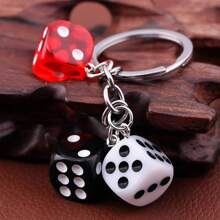 1 pieza Lindo dije de resina 3D con dados, llavero de dados 3D de resina, colgante de llavero de coche, joyería de mochila para hombres y mujeres, regalo
