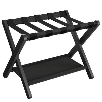 SONGMICS Luggage Rack, Set Of 1, Folding Suitcase Stand With Storage Shelf, For Guest Room, Hotel, Bedroom, Heavy-Duty, Holds Up To 131 Lb