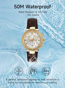 Versace Men's Quartz Watch,Brown Leather Strap Wrist Watch With Gold-Tone Steel Case,Watch Gift For Men,VEPY00220