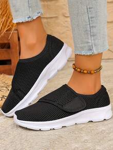 Women's Orthopedic Walking Shoes, Suitable For Wide Feet And Swollen Feet, Adjustable Strap, Black Training Shoes (Wide Feet Only) - Black and White - View 5