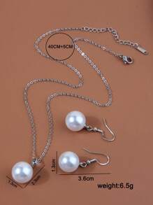 1 conjunto de colar de pérolas elegante feminino com brincos de pérolas conjunto de joias
