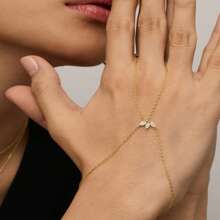 TUANZISP 1pc Adjustable Copper Plated Finger Chain Bracelet, Decorated With Faux Pearl And Cubic Zirconia, Elegant Style Suitable For Daily Wear, Fashionable And Luxury Women Jewelry Gift For Birthday, Valentine's Day