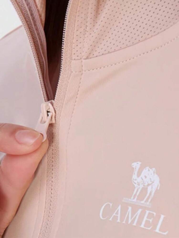 CAMEL CROWN Women's Knitted Sun Protection Jacket, Spring And Summer Cold White Skin Outdoor Original Yarn Sun Protection Jacket, Women's Waist-Cinching Slim-Fit Wet-State Cycling Sun Protection Jacket, Sports Jacket - Camellia Powder - View 3