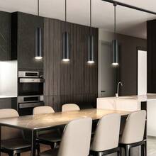 Black Round Cylinder Track Pendant Light, Home Decor Ceiling Lamp, Metal Tubular Pendant Lamp With Built-In LED, Neutral/Warm Light, 85V-265V Voltage, No Accessories Included, Suitable For Home, Kitchen Island, Store, Cafe, Dining Room, Living Room, Kitchen, Bar, Corridor, Cafe, Hotel, Stairs, Clothing Store, Hallway, Exhibition Hall, Reading Room - Track Cylinder Chandelier - View 3