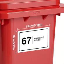 Pegatinas personalizadas para contenedores de basura con ruedas: personaliza tu cubo de basura con el número de casa y el nombre de la calle, diseño horizontal para una fácil identificación, material de vinilo de alta calidad, 10x15cm, sello, adhesivo ordenado, de alta calidad, personalizado moderno, único, regalo ideal para él, ella, novio, novia, papá, mamá, familia, amigos para el estreno de la casa, ambiente cálido, gracia invernal, diseño elegante, pegatinas impermeables - Blanco - Ver 6