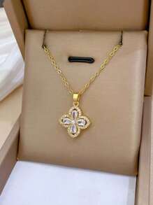 A Set Of Stainless Steel Chain Necklace Earrings Set, Light Luxury Full Of Sparkling Rhinestones Classic And Versatile Personalized Elegant Banquet Earrings Necklace Group Gift, Excluding Gift Box(Gift Box For Photography Only)