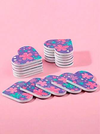 50pcs/Set Cloud & Rainbow Shape, Heart Nail File Set, Double-Sided Nail Buffing Block, Cute Design, Suitable For Nail Salon Tools