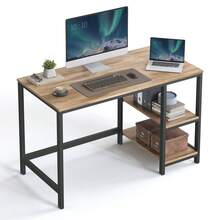 Bureau d'Ordinateur, 100 x 50 x 76/120 x 60 x 76/60 x 140 x 76 cm, Table Informatique, Style Moderne, pour Bureau à Domicile, Chambre à Coucher, Salon, Beige Naturel et Blanc Perle/Grège Chiné et Noir d'Encre/Marron Camel et Noir d'encre/Marron Rustique et Noir d'Encre/Noir Boisé - Camel - Voir 2