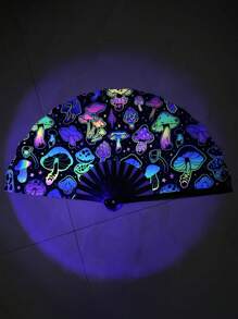 1pc Glowing Handheld Fan, UV Fluorescent Party/Festival Fan, Sound Activated Light Up Kung Fu Dance Prop