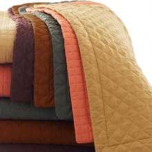 SunStyle Home King Quilt With 2 Pillow Shams, King Size Quilt Bedding Set Brunt Orange Lightweight Bedspread Soft Reversible Coverlet For All Season 3pcs Leaf Embroidered Quilted BedSets(106"X96") - 36 - Brunt Orange - Leaf Embroidered - View 9