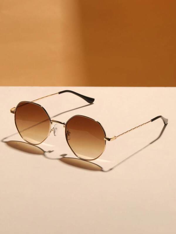 1 Pair Random Delivery Women's Metal Polygon Decorative Fashion Glasses